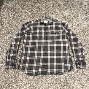 Plaid Grey & White Long-Sleeve Button Down